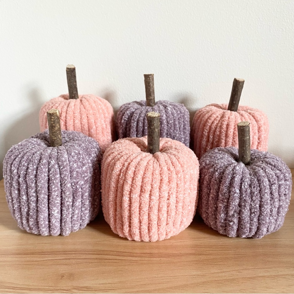 Pink & Purple Pumpkins Handmade Fall Decor Set of 6